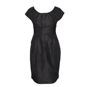 NWT Y2K Vivienne Tam Black 100% Silk formal Dress Chain fitted Waist Detail XS